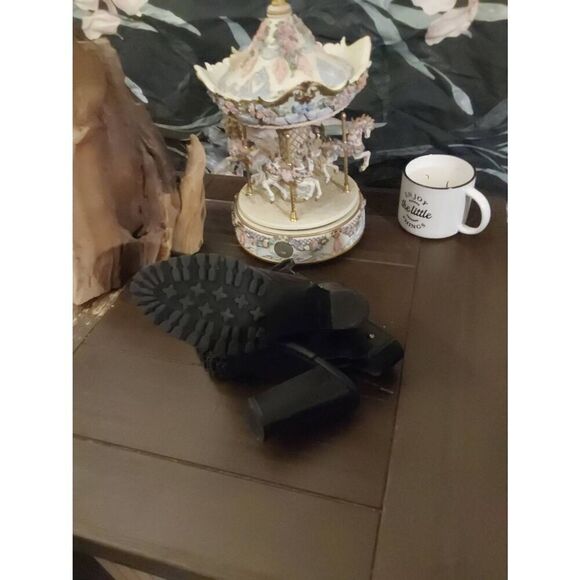 SIMPLY VERA WANG Black Upper Leather Peep Toe Slingback Ankle Booties Heels #9M - Picture 5 of 5